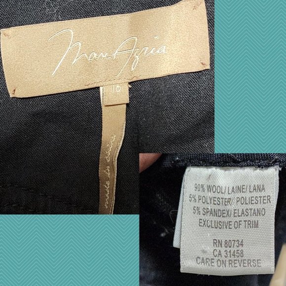 Max Azria Black Striped Wool Blend Pleated Tie Front Capri Pants - Picture 6 of 6